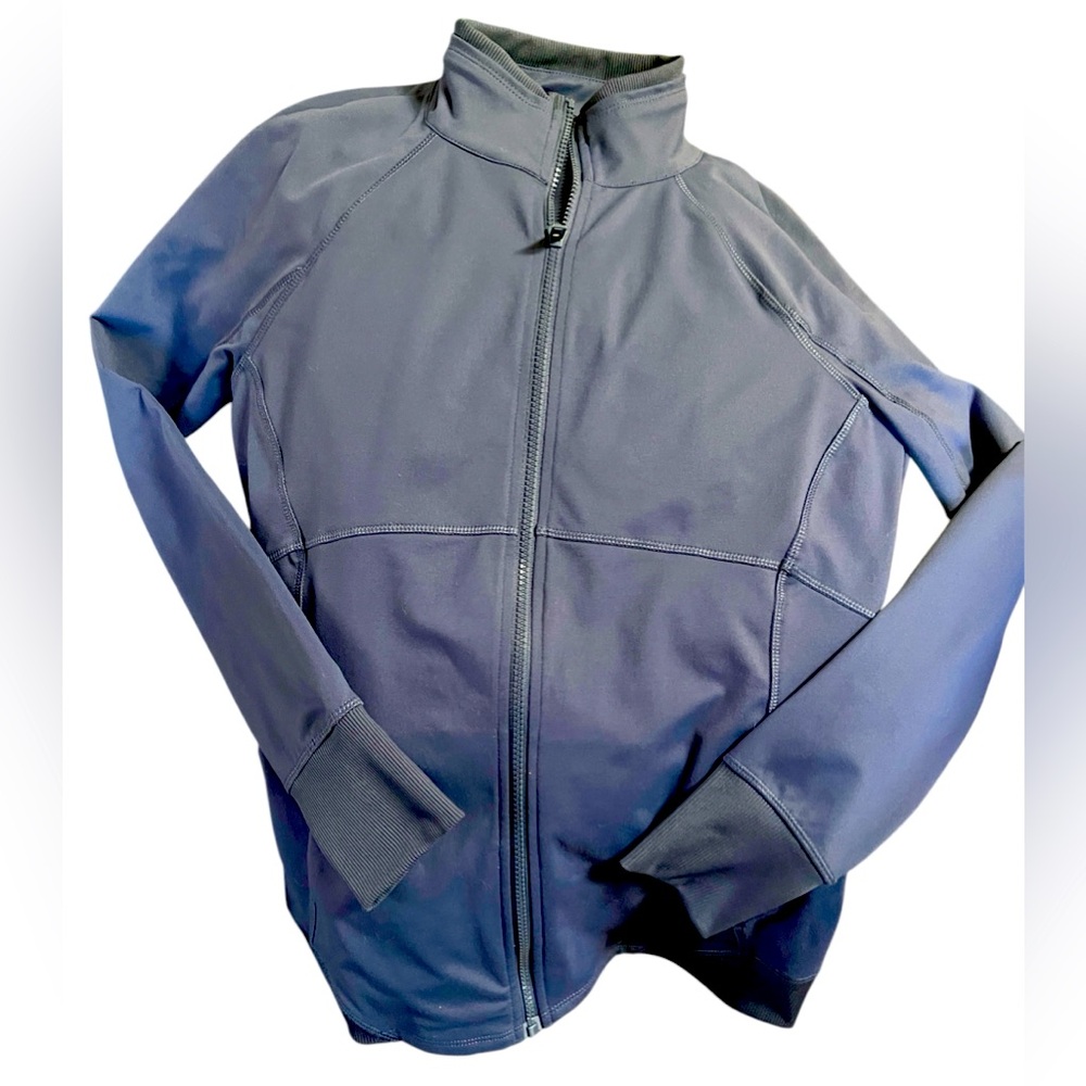 Apana Athletic Yoga Performance Jacket, Full Zip, Thumb Holes, Plum Gray, Sz M